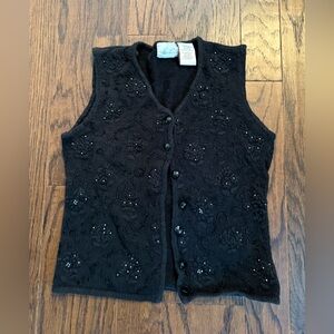 Kathy Lee Collection Vintage Classic Beaded Button-Up Vest all buttons Size Med